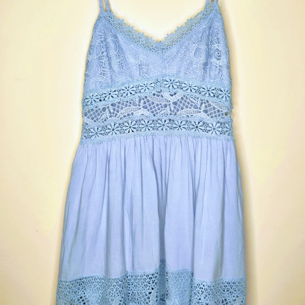 Rue21 Lace Dress Spagetti Straps Light Blue Size Large AWESOME 💙